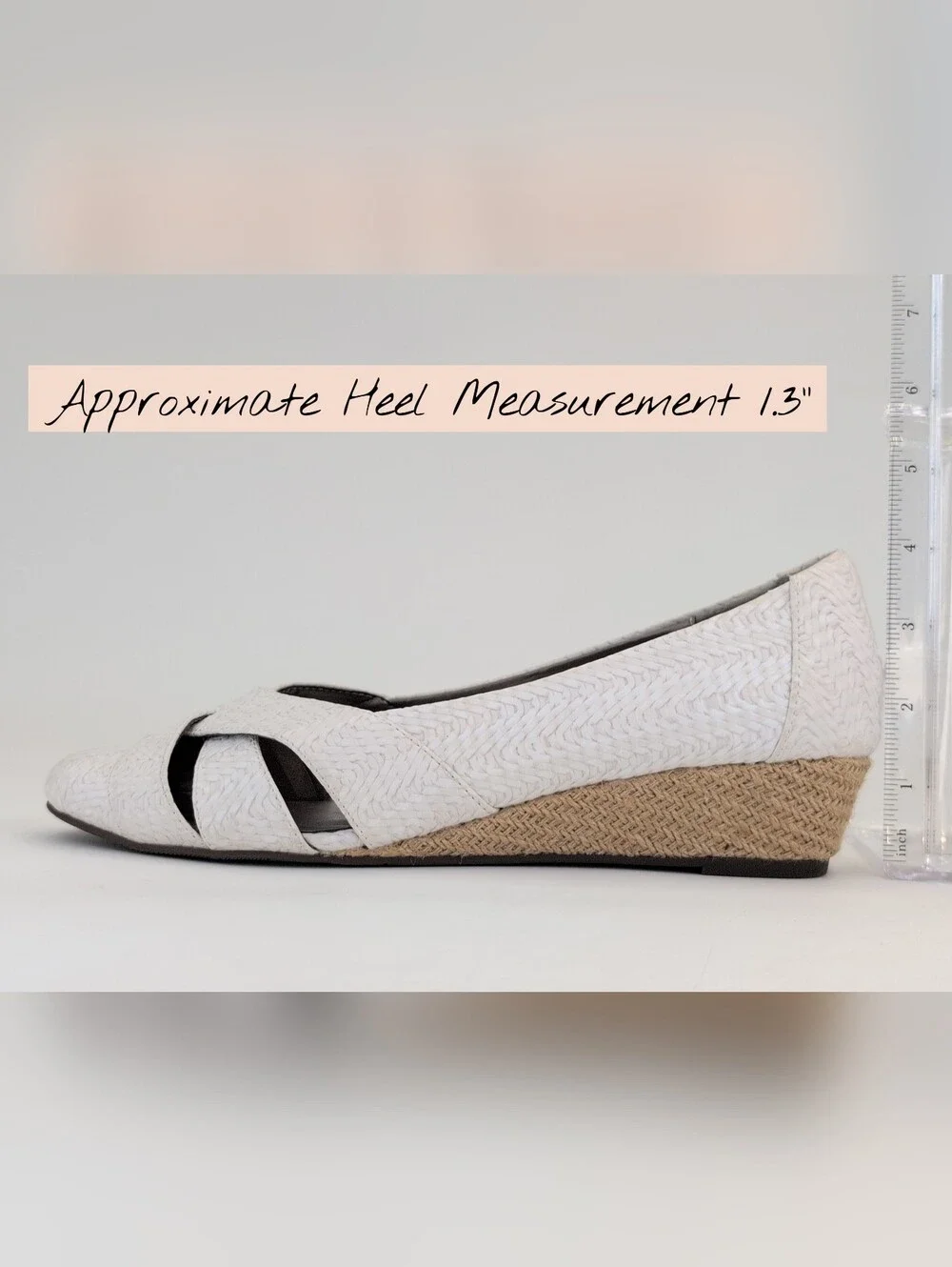 Array Sz 10 Women Brilliant White Woven Faux Leather Espadrille Wedge Comy Sole